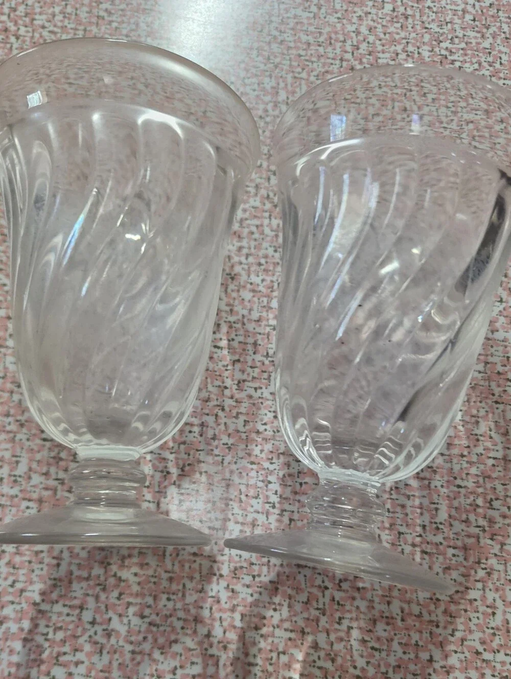 VTG Fostoria Colony Swirl Clear Footed Glasses Set of 2
